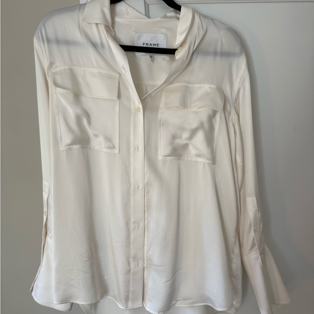 Frame Silk Women's Ivory Button-Down Shirt